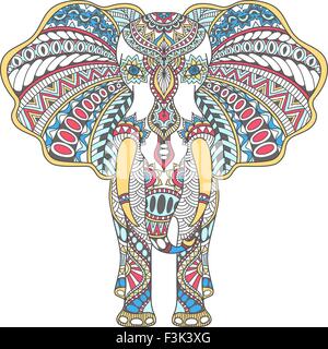 Vektor-Farbe dekoriert indischer Elefant Stock Vektor