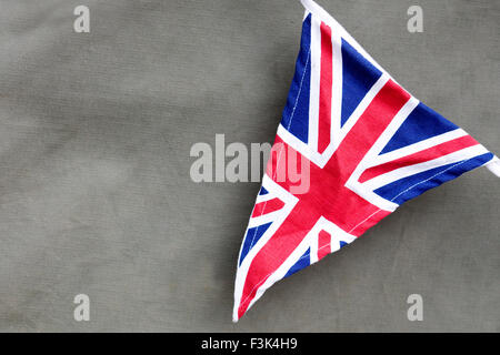 Union Jack Flag Bunting hängen ein Zelt Stockfoto