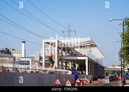 Crossrail Custom House Station Bau, Docklands, London, England, Vereinigtes Königreich Stockfoto