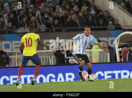 Buenos Aires, Argentinien. 9. Oktober 2015. -Tevez von Argentinien in der ersten Runde auf Qualifikationsspiele zur WM Russland 2018 gegen Equador in monumentalen Stadion. (Foto: Néstor J. Beremblum) Bildnachweis: Néstor J. Beremblum/Alamy Live-Nachrichten Stockfoto