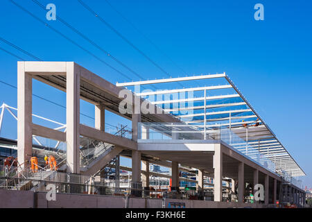 Crossrail Custom House Station Bau, Docklands, London, England, Vereinigtes Königreich Stockfoto