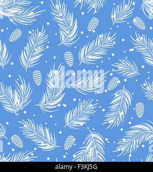 Nahtlose Muster mit Tannenzweigen und Zapfen Stock Vektor