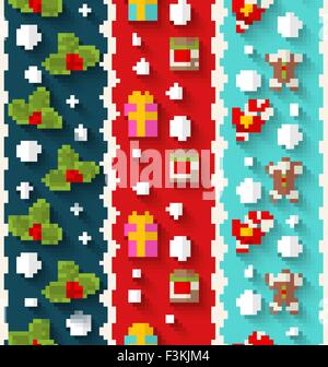 Eingestellte Wallpaper für Weihnachten und glückliches neues Jahr Stock Vektor