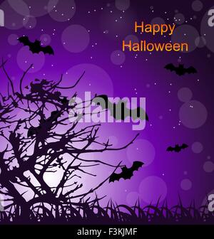 Halloween Nacht Hintergrund mit Fledermäusen Stock Vektor