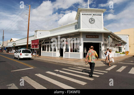 Nagasako Gebäude. Sargents bildende Kunst. Geschäfte im Zentrum von Lahaina, Maui, Hawaii.  Front Street.  Einer der beliebtesten Orte, um Stockfoto