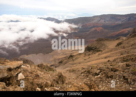 Schlackenkegel im Haleakala National Park. Ansichten aus der Sicht des Leleiwi. Maui. Hawaii. Der Haleakala National Park klingelte Stockfoto