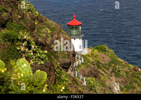 Makapu Leuchtturm am östlichen Ende der Insel. O' ahu. Hawaii. Makapuʻu Point Lighthouse ist eine 46-Fuß-groß (14 m), aktiv Stockfoto