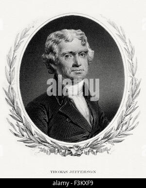 THOMAS JEFFERSON (1743-1826) dritte Präsident der USA Stockfoto