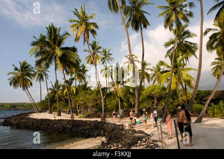 Puuhonua O Honaunau National Historic Park City of Tempel Zuflucht. Big Island. Hawaii. Bis ins frühe 19. Jahrhundert auf großen Isl Stockfoto