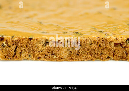 Makro Nahaufnahme des Randes der Erdnussbutter toast Stockfoto