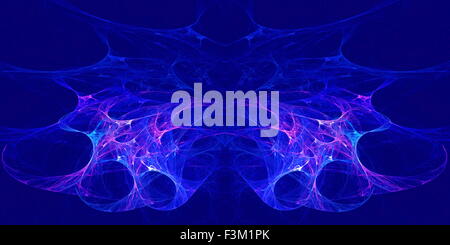 Komplexe blau transluzent symmetrischen Nebel strukturiert, Bläschen und fließt in verschiedene Richtungen. Fraktale Kunst Grafik Stockfoto