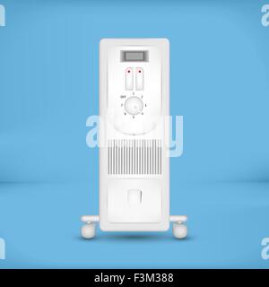 Weiße Küste Elektroheizung auf Öl mit europäischen AC Stecker auf weißem Hintergrund. Isoliert mit Beschneidungspfad. Stock Vektor