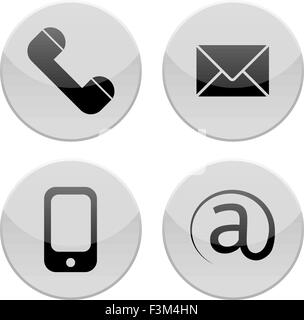 Kontakt Symbole festgelegt. mit e-mail Stock Vektor