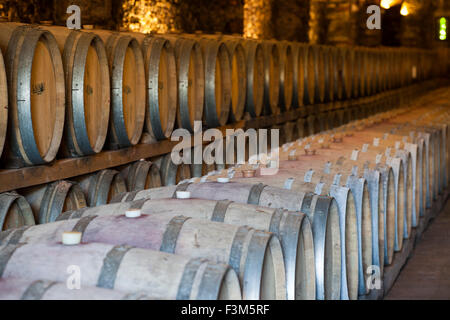 Weinkeller im Il Borro, Agristurismo in San Giustino Val D'Arno, Toskana, Italien Stockfoto