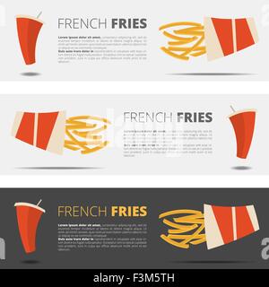 Fast-Food-Restaurant-Menü mit Burger, Pommes Frites und Getränk Stock Vektor