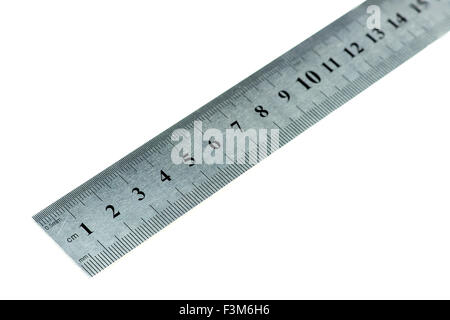 Makroaufnahme einer Metall-Lineal Stockfoto