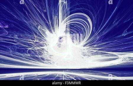 Geheimnisvolle Fremde Form Magnetfelder in den Nachthimmel. Fraktale Kunst Grafik Stockfoto