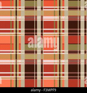 Rechteckige nahtlose Vektormuster als ein Tartan Plaid hauptsächlich in braunen Farben Stock Vektor
