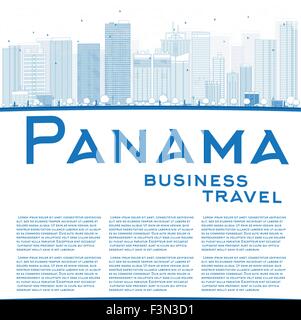 Panama City Skyline mit blauen Wolkenkratzer zu skizzieren und Raum zu kopieren. Vektor-Illustration. Business-Reisen und Tourismus-Konzept Stock Vektor