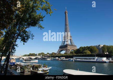 Eiffelturm und der Seine in Paris Stockfoto