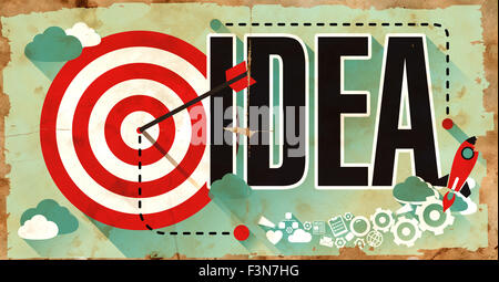 Idee - Wort auf Grunge-Poster im Flat Design. Stockfoto
