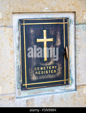 Der Friedhof Register Safe an die divisionale sammeln Post Friedhof & Erweiterung, Ieper oder Ypern, Belgien Stockfoto
