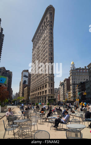 Flatiron Building von Flatiron Plaza, New York Stockfoto