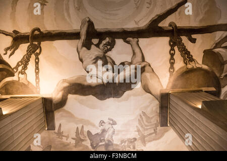 Rockefeller Center Lobby Decke "American Progress" Wandgemälde von spanischen Wandmaler Jose Maria Sert, New York Stockfoto