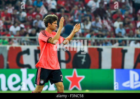 Athen, Griechenland - 16. September 2015: Thomas Müller vor Beginn der UEFA-Champions-League-Spiel zwischen Olympiakos und Stockfoto