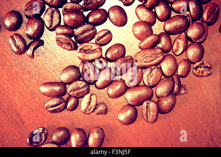 Kaffeebohnen hautnah. Instagram Vintage Bild. Stockfoto