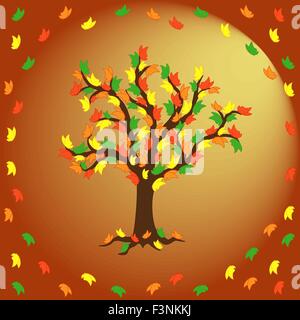 Stilisierte Schmetterlinge auf den Baum und fliegen um ihn herum wie ein Blätter. Herbst Stil Handzeichnung Vektor-illustration Stock Vektor