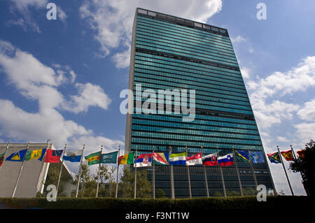 Gebäude der Sitz der Vereinten Nationen im unteren Midtown. Zwischen der 42. und 48th Street an der 1st Avenue. (Führungen Mo- Stockfoto