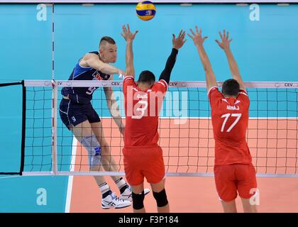 Turin, Italien. 10. Oktober 2015. 2015 Herren Europäischen Volleyball-Meisterschaft - Pool B: Kroatien vs. Italien bei Palavela, Turin (Italien) Stockfoto