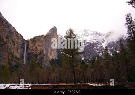 Bridalveil Falls im winter Stockfoto