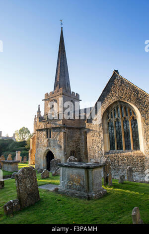Die Kirche von St. Michael und alle Engel, Stanton Dorf, Cotswolds, Gloucestershire, England Stockfoto