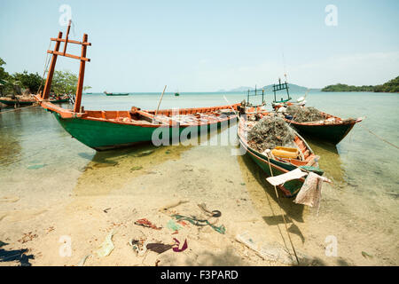 Lebensstil in Koh Pou (auch Koh Pos oder Koh Pau) Insel in der Nähe von Rabbit Island und vietnamesische Wasser - Kep-Provinz, Kambodscha. Stockfoto