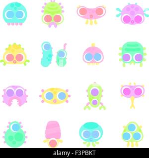 einfach nur minimale flache Monster Zeichensatz Stock Vektor