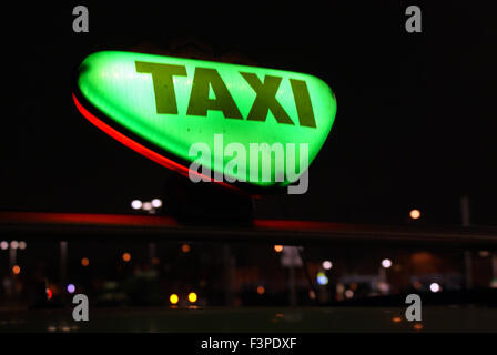 Taxischild im Cab in Kopenhagen Stockfoto