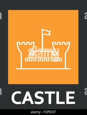 Kontur einfache Symbole der alten Festung Stock Vektor