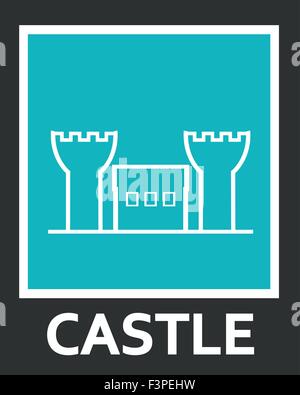 Kontur einfache Symbole der alten Festung Stock Vektor