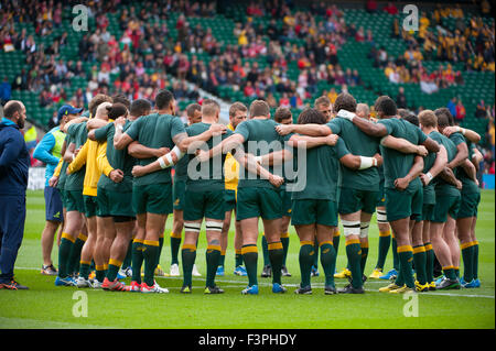 Australien-Kader Teambildung bevor Australien V Wales entsprechen, Twickenham Stadium, London, UK. 10. Oktober 2015. Stockfoto