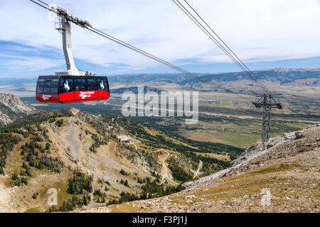 Schwebebahn Transporte Sommer Besucher auf den Berggipfel; Jackson Hole Mountain Resort; Wyoming; USA Stockfoto