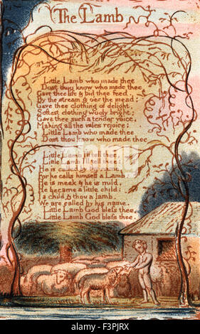 William BLake - The Lamb - eine Seite von "Songs of Innocence" - 1879 Stockfoto