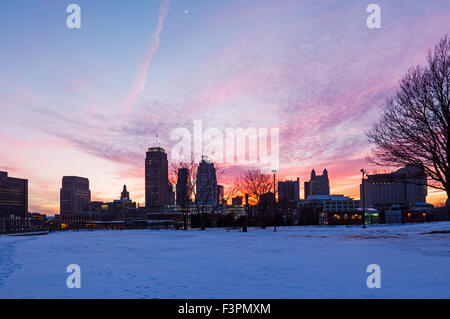 Winter-Sonnenuntergang in Kansas City, Missouri, USA Stockfoto