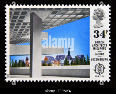 Briefmarke. Great Britain. Königin Elizabeth II. 1987. Europa. Britische Architekten in Europa. 34p. Stockfoto