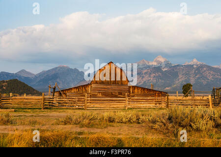 Historische John Moulton Homestead (c 1910), Mormonen Zeile Historic District, Grand-Teton-Nationalpark, Wyoming, USA Stockfoto