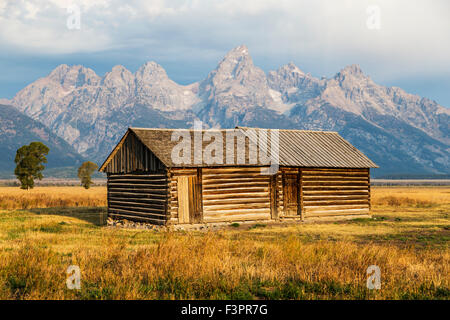 Historische John Moulton Homestead (c 1910), Mormonen Zeile Historic District, Grand-Teton-Nationalpark, Wyoming, USA Stockfoto