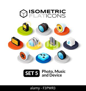 Isometrische flache Icons set 5 Stock Vektor
