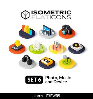 Isometrische flache Symbole stellen 6 Stock Vektor