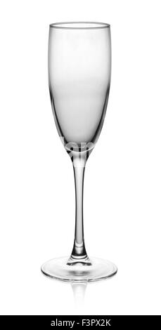 leere Glas Champagner auf dem weißen Hintergrund isoliert. Stockfoto